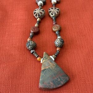 Artisan Colorado Red Jasper and Bronze Stone Pendant Necklace